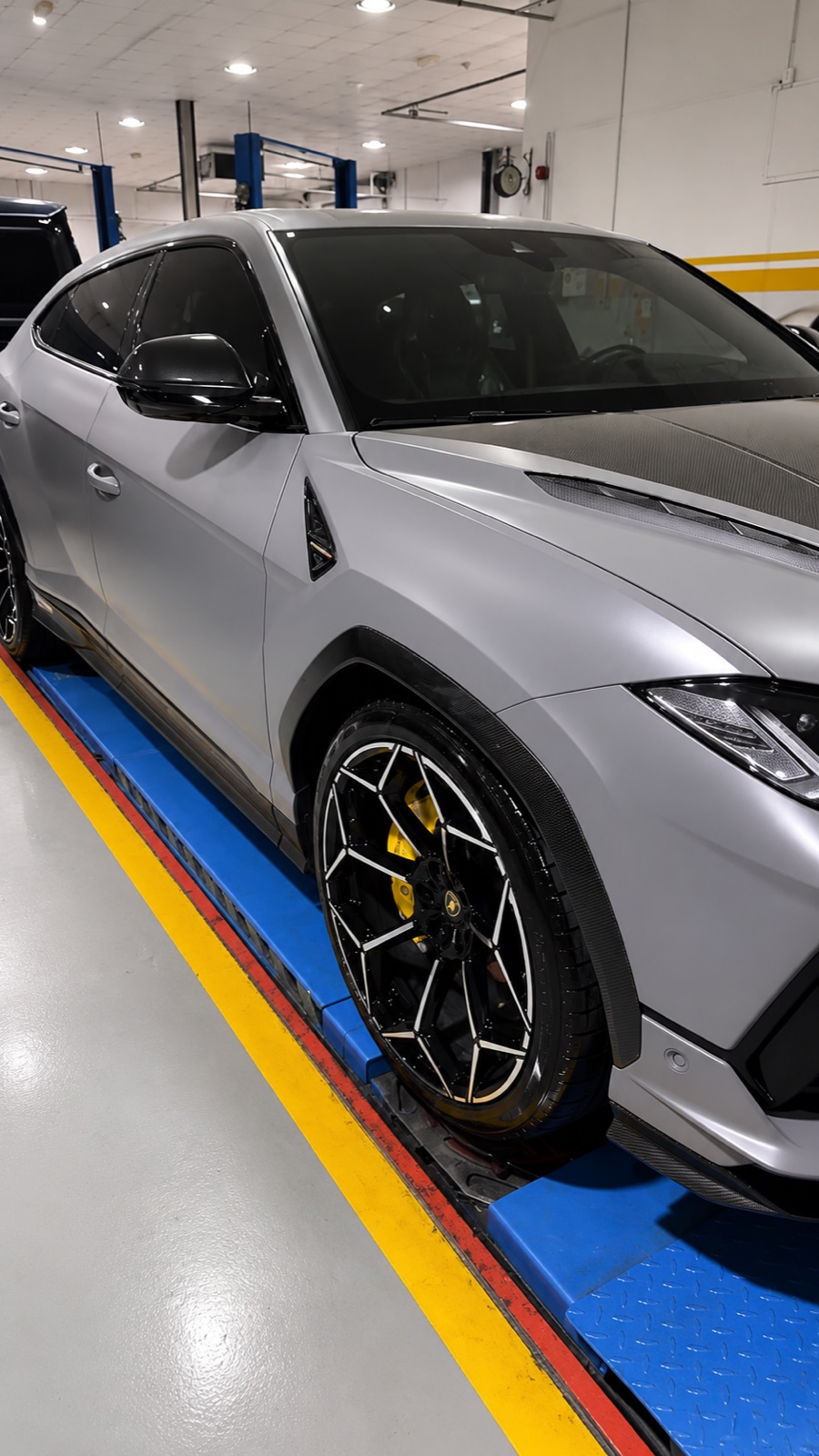 Lamborghini receiving specialist inspection at Digi-Tec workshop in Dubai