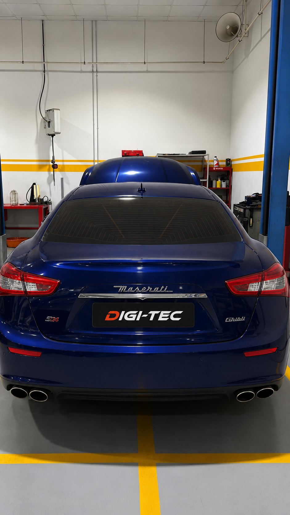 Maserati Ghibli inside the Digi-Tec specialist workshop in Dubai